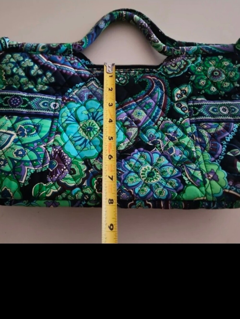 Vera Bradley Geen Blue Paisley Quilted Tote Bag Lunch Box Purse Hand Bag - Picture 12 of 13